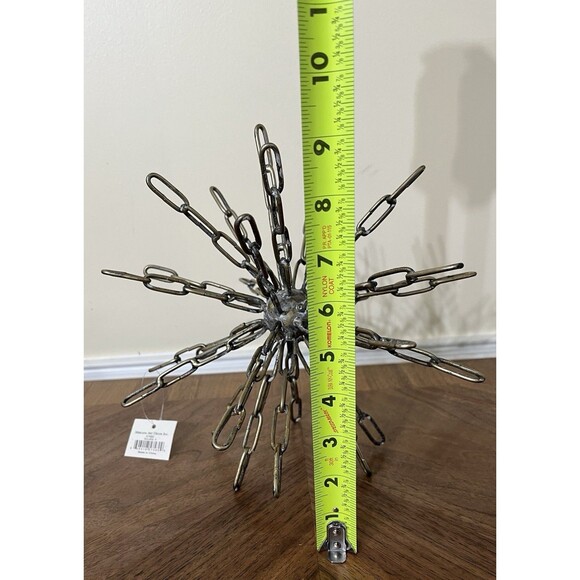 Industrial Art Deco Brass Chain Brutalist 9.5x9.25in Home Decor Sphere - Picture 7 of 9